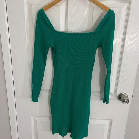 Free People Beach Women's green Long sleeve Ribbed Body Con Dress - Large - Picture 3 of 12
